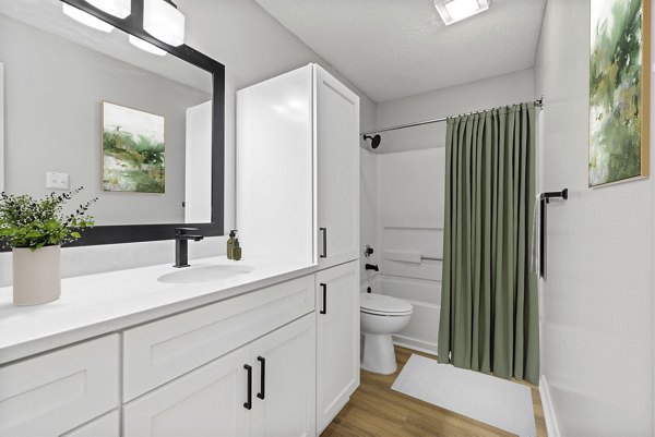 Luxurious bathroom with modern fixtures at Hamilton Ridge Apartments