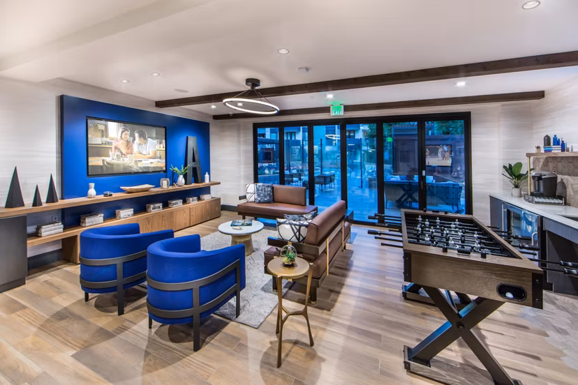 Access Culver City Apartments: Modern clubhouse with stylish seating and communal spaces