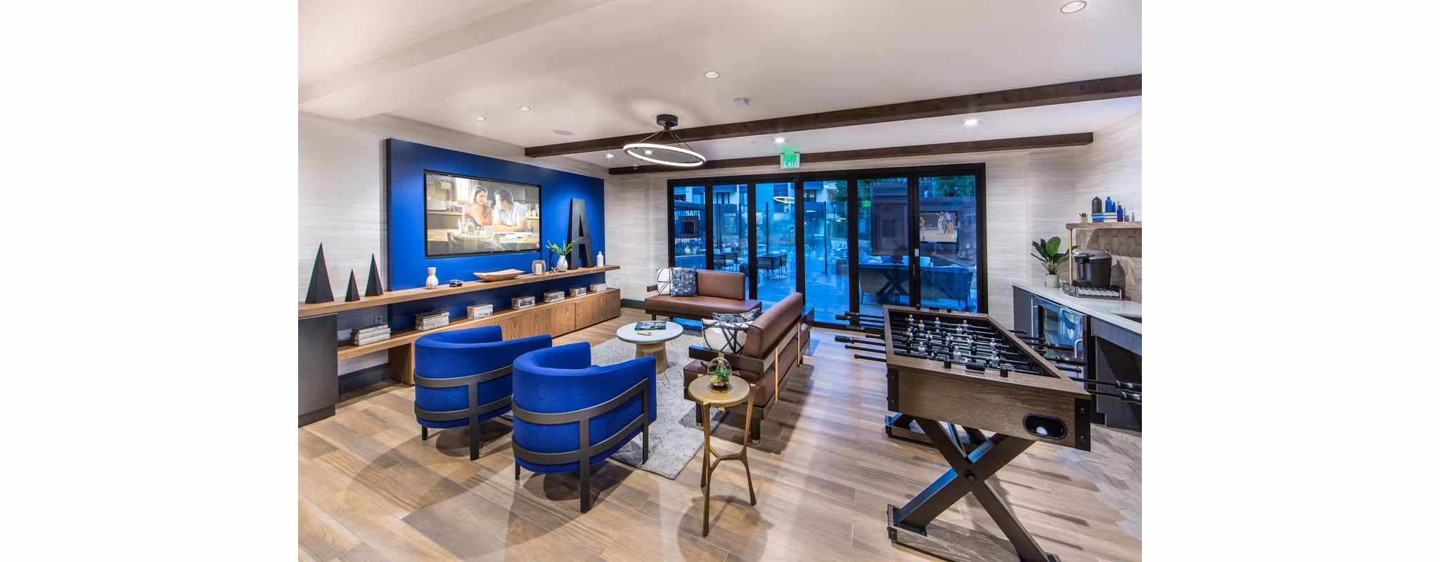 Access Culver City Apartments: Modern clubhouse with stylish seating and communal spaces