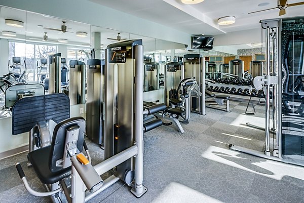 State-of-the-art fitness center with modern equipment at The Island Residences at Carlson Center Apartments