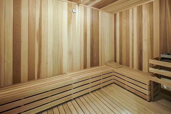 Relaxing sauna at The Island Residences at Carlson Center apartments clubhouse