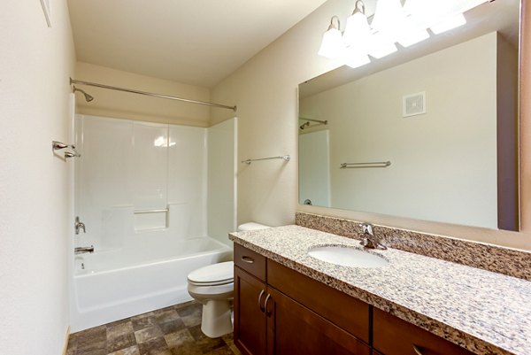 Modern bathroom with sleek fixtures at Eagles Landing Apartments