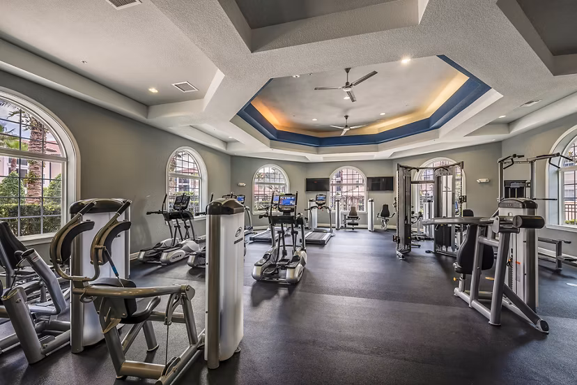 fitness center at The Grand at Westside Apartments