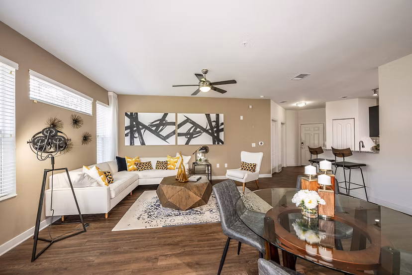 living room at The Grand at Westside Apartments