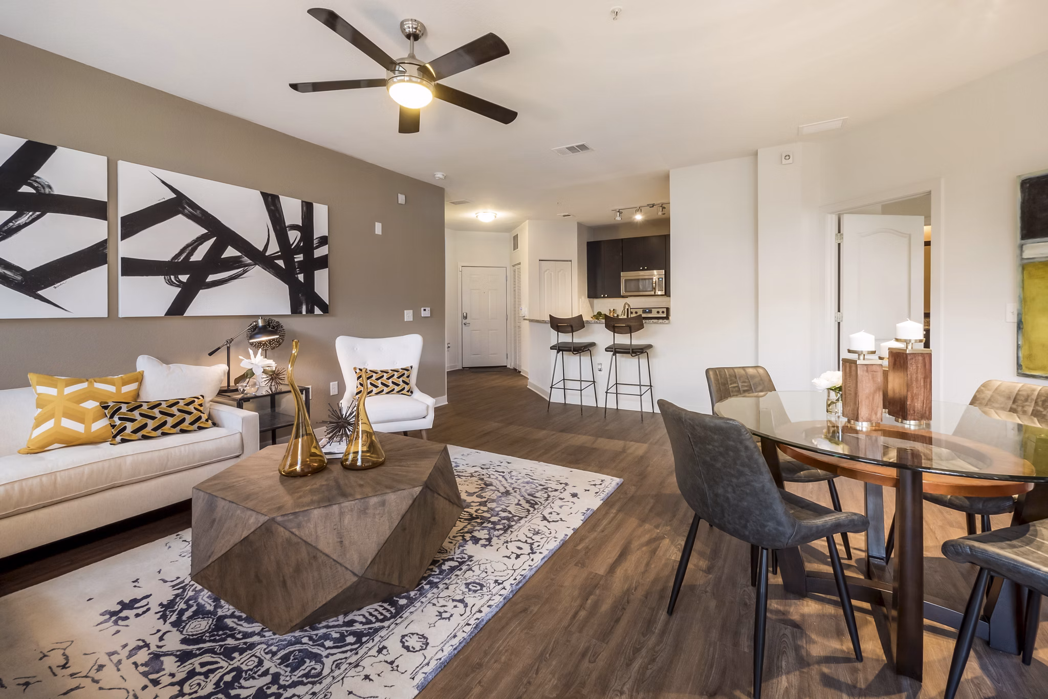 living room at The Grand at Westside Apartments 