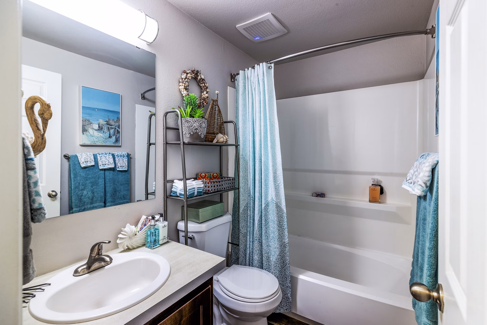 Modern bathroom with sleek fixtures at The Alden Apartments
