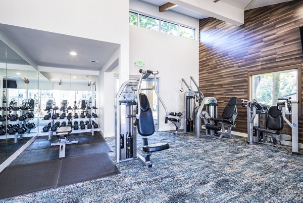 State-of-the-art fitness center with modern equipment at The Alden Apartments, promoting luxury living and an active lifestyle