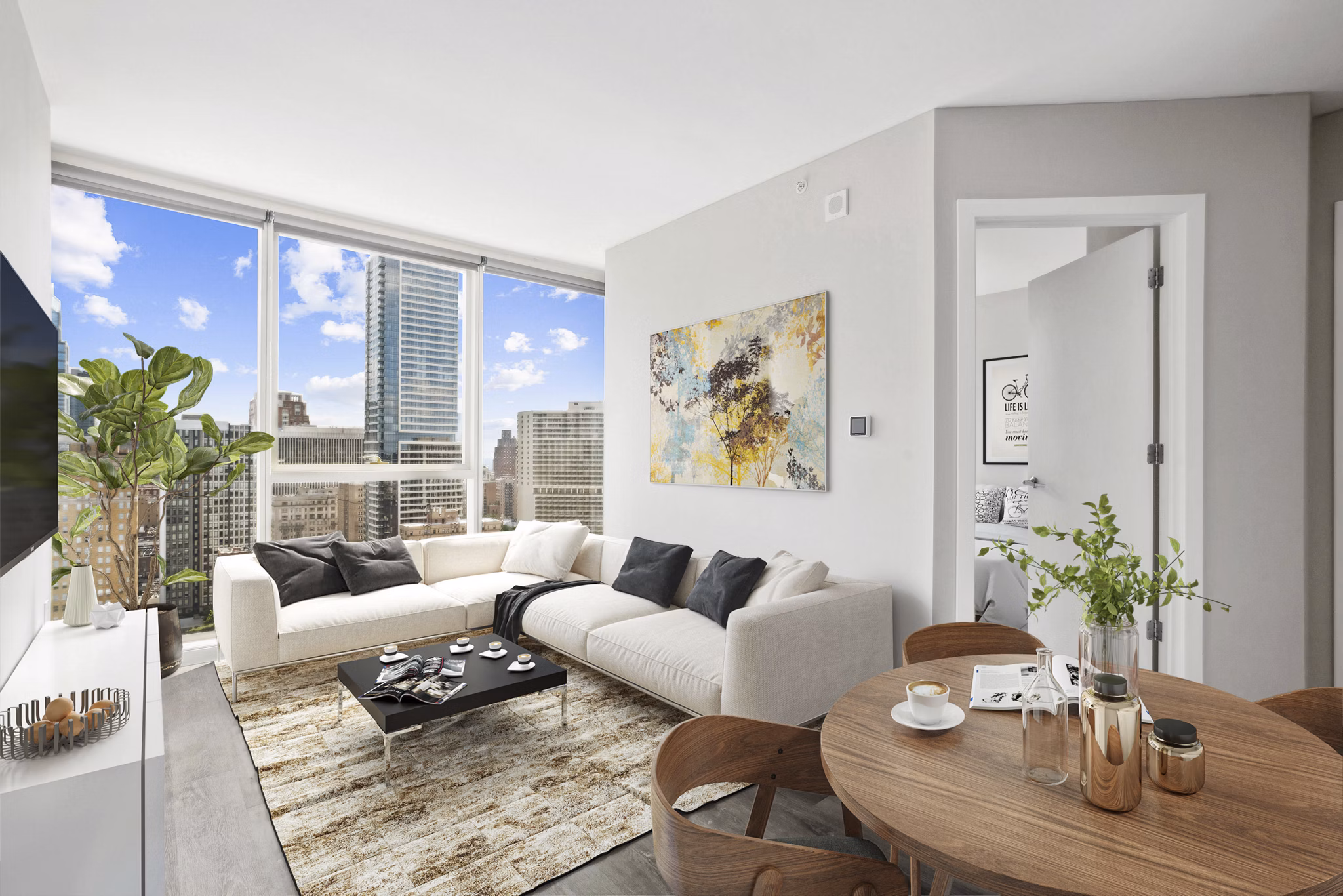 dining room and living room at 2116 Chestnut Apartments