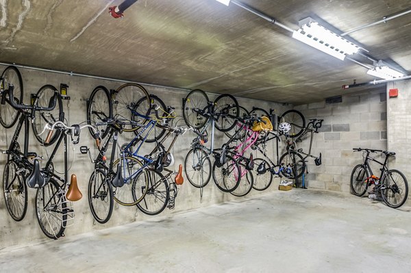 Secure bike storage at 2116 Chestnut Apartments, a Greystar property, offering convenient cycling access and safety for residents