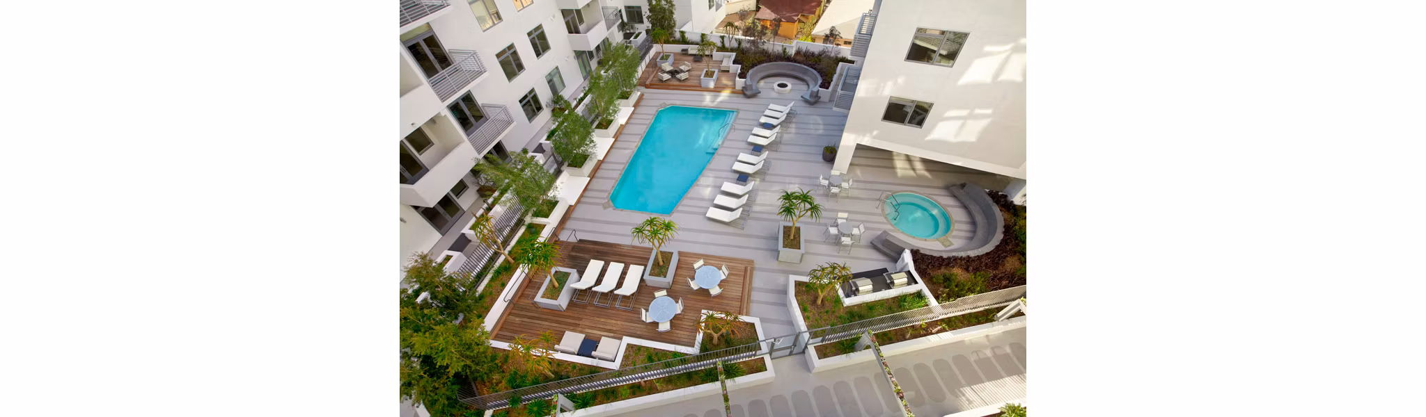 Rooftop pool with city views at The Avenue Hollywood Apartments
