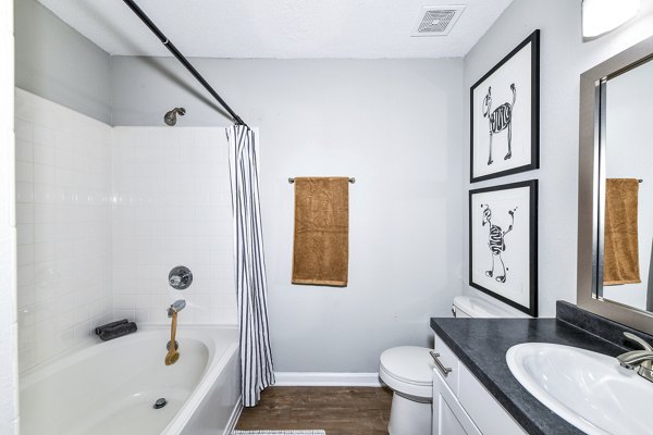 Modern bathroom with sleek fixtures at Avana Kennesaw Apartments, offering luxury living