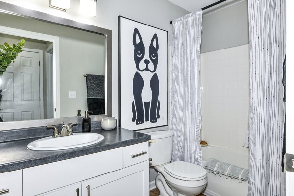 Modern bathroom with sleek fixtures at Avana Kennesaw Apartments