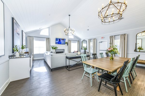 Clubhouse lobby featuring modern decor and seating at Avana Kennesaw Apartments, luxury living spaces in Kennesaw