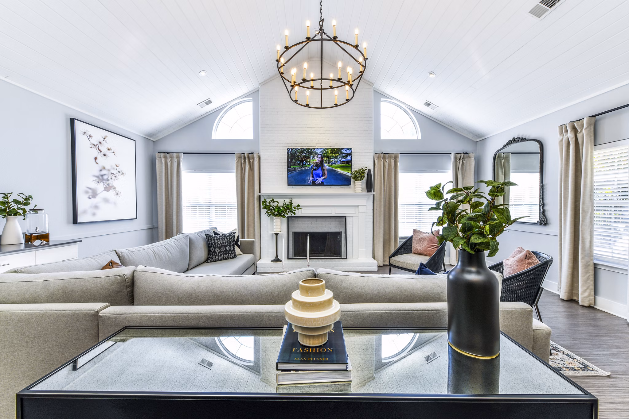 Clubhouse lobby featuring elegant seating and modern decor at Avana Kennesaw Apartments