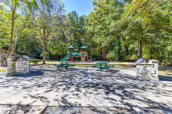 Outdoor grill area and playground at Avana Kennesaw Apartments