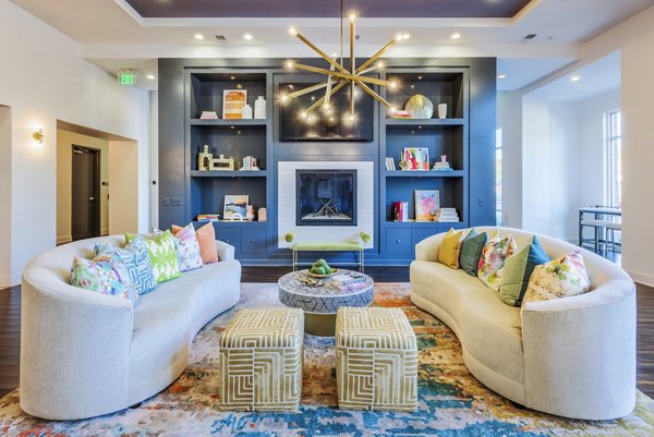 Clubhouse lobby with modern seating and stylish decor at Presley Uptown Apartments, featuring luxury amenities in Atlanta, GA