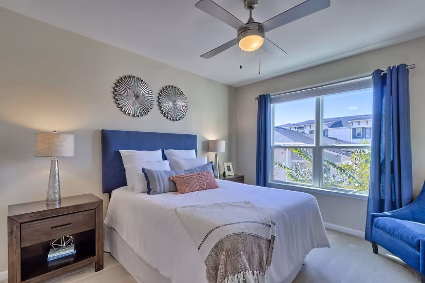 Atlantic at Parkridge: Cozy bedroom with modern decor in luxury apartments