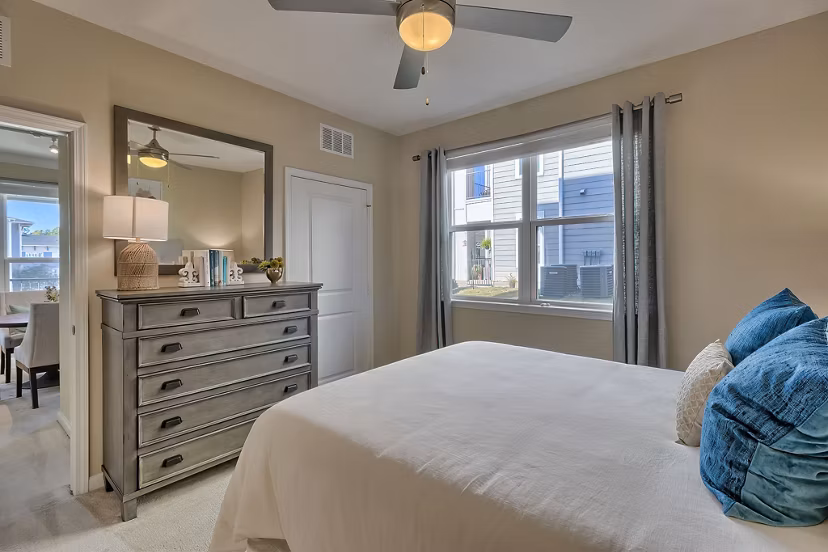 Spacious bedroom with elegant decor at Atlantic at Parkridge Apartments