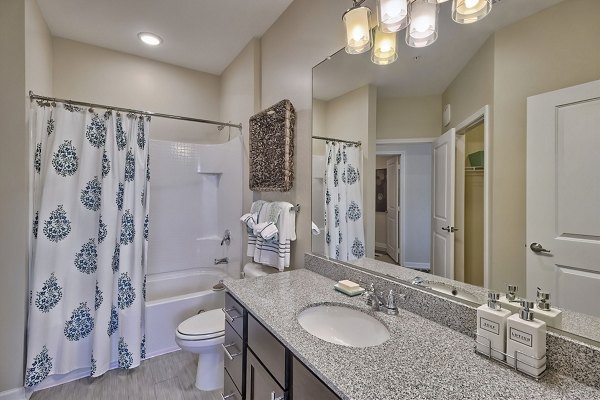 Atlantic at Parkridge Apartments: Modern bathroom with elegant fixtures and marble countertops