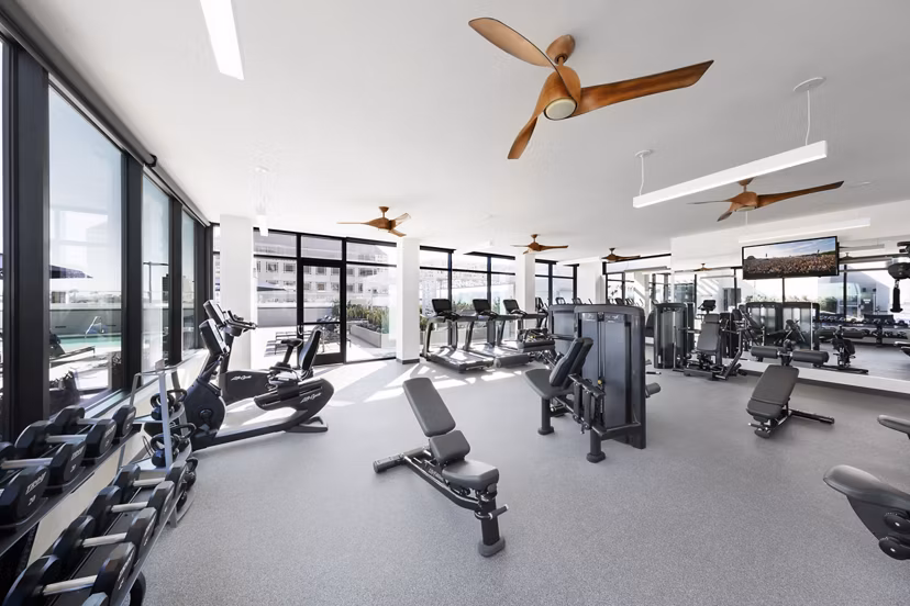 State-of-the-art fitness center with modern equipment at Altana Apartments, offering space for workouts and training sessions