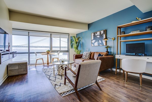 living room at The Towers at Rincon Apartments