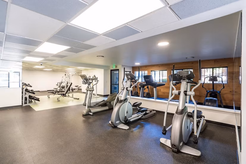 fitness center at Creekwood Apartments
