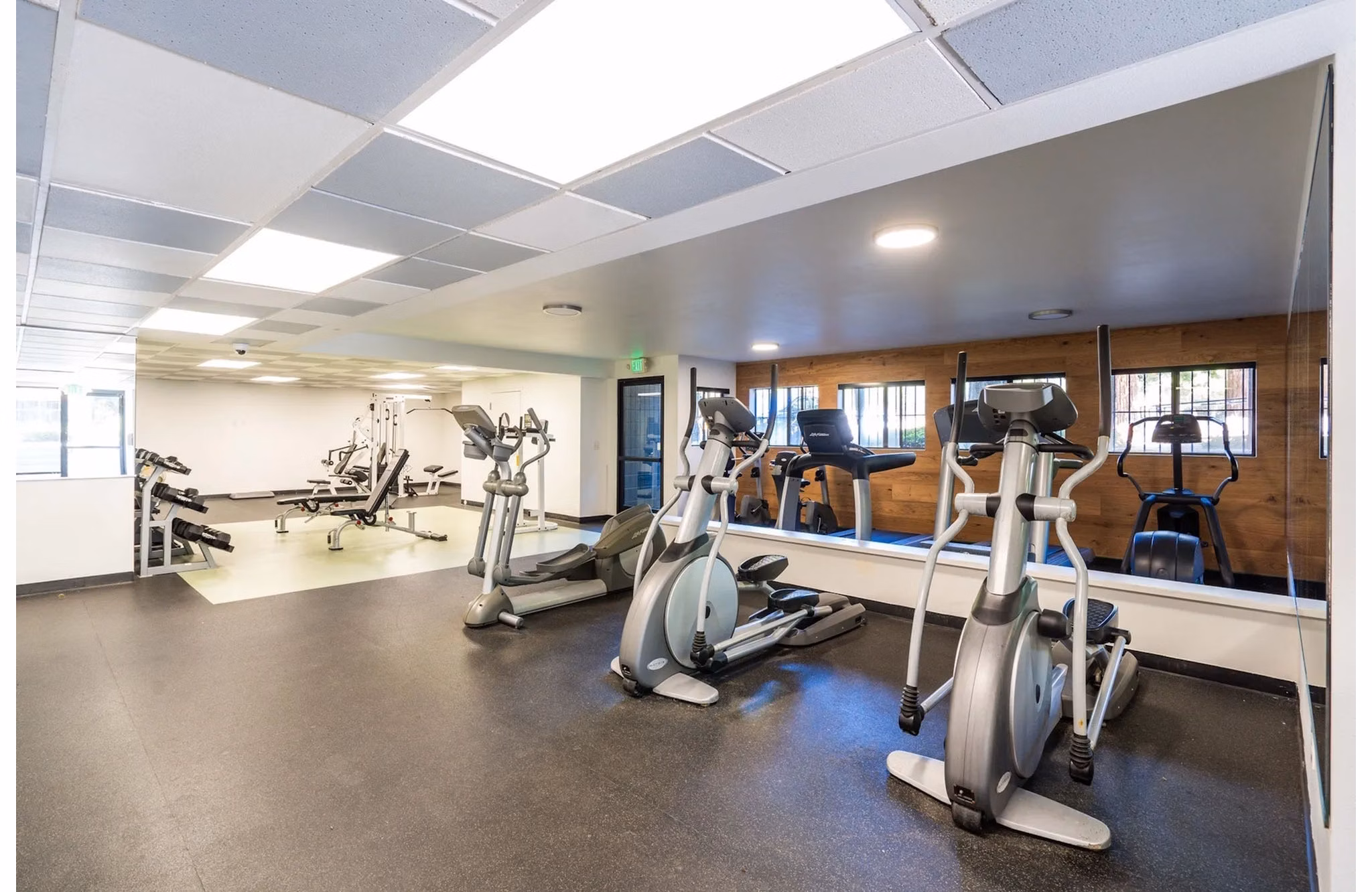 fitness center at Creekwood Apartments