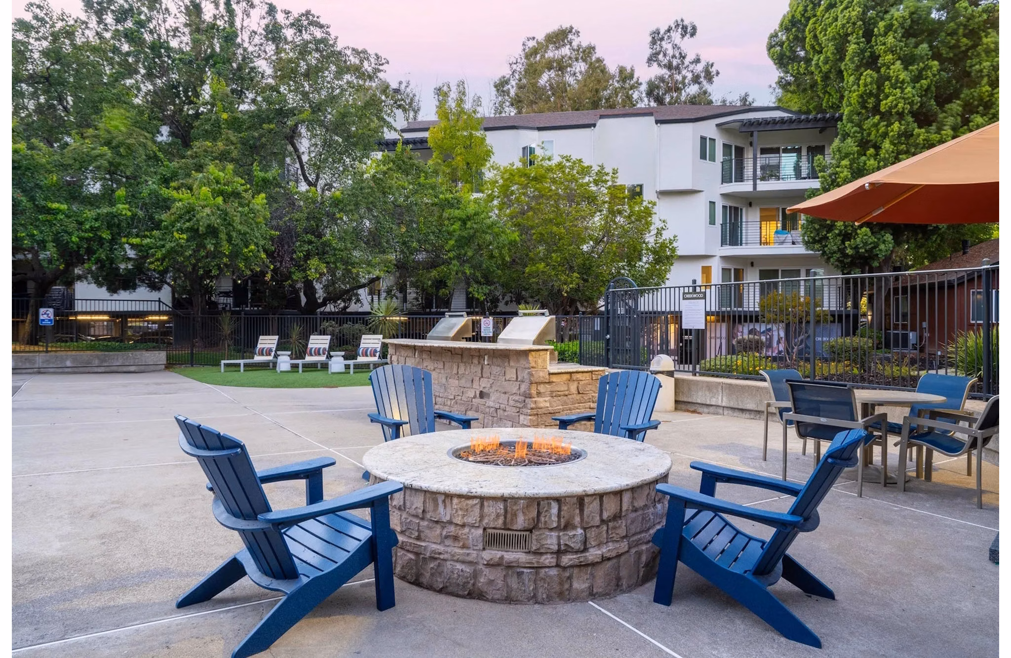fire pit at Creekwood Apartments