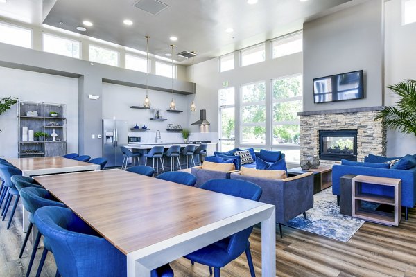 Contemporary clubhouse lobby with modern decor at Arbors at Antelope Apartments