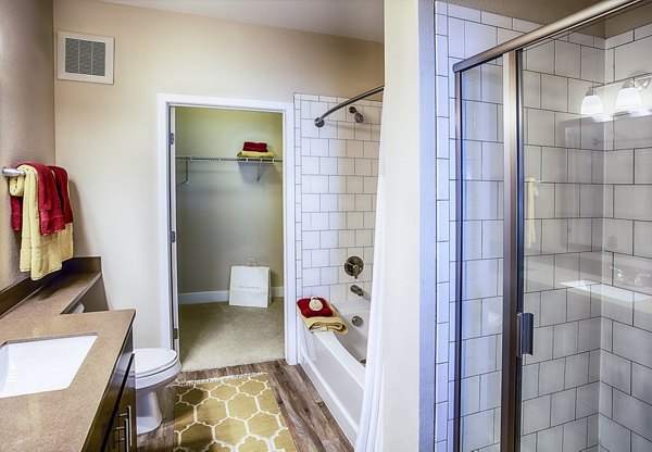 bathroom at RockVue Apartments