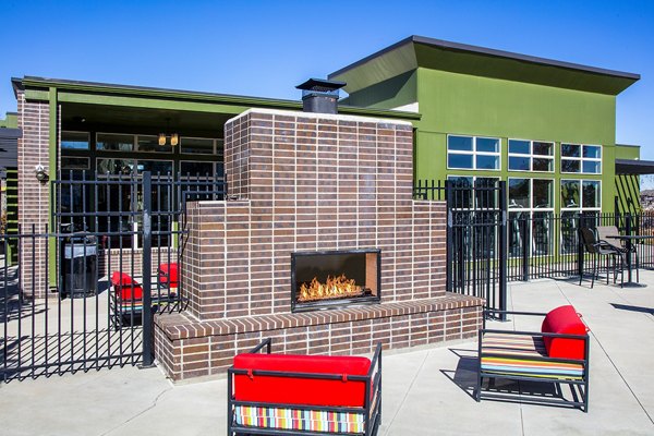 Cozy outdoor fire pit at RockVue Apartments for evening gatherings