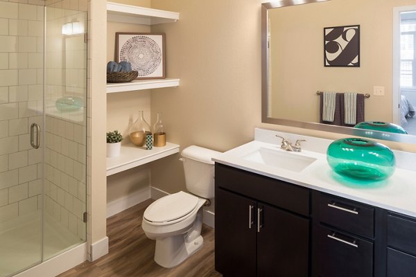 Modern bathroom with elegant fixtures at Pearl DTC Apartments, showcasing luxury apartment living in a vibrant community