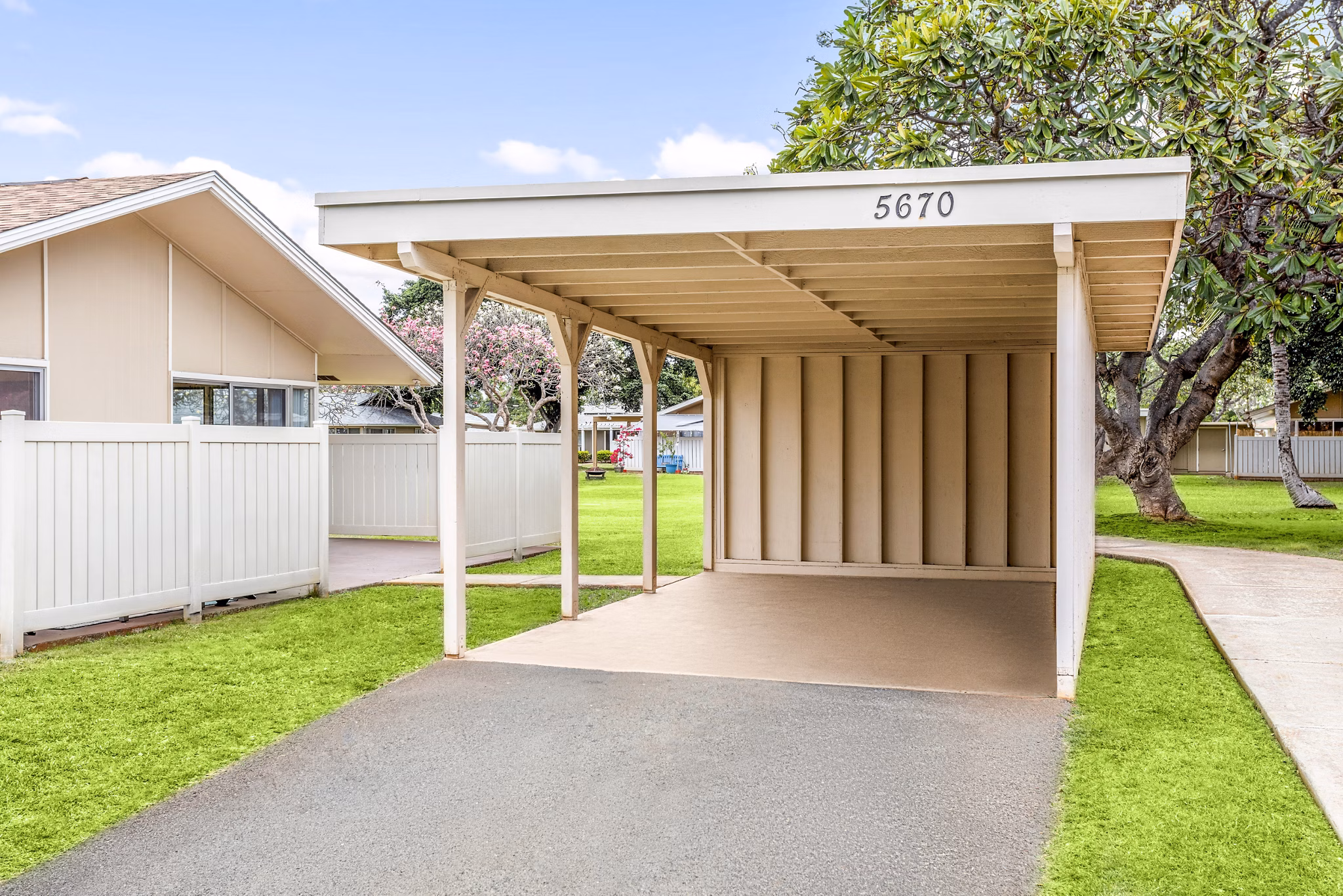 Covered parking garage at Kapilina Beach Homes Apartments, offering convenient and secure vehicle accommodation for residents