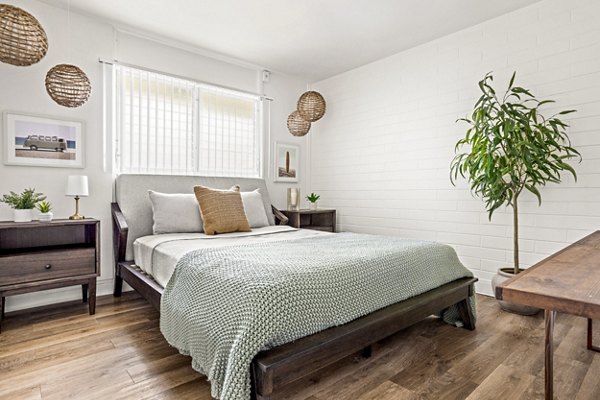 Cozy bedroom with ocean view at Kapilina Beach Homes Apartments