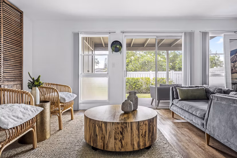 Spacious living room with ocean views at Kapilina Beach Homes Apartments