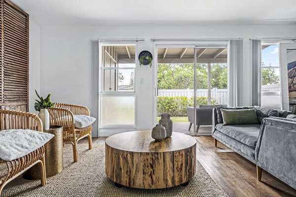Spacious living room with ocean views at Kapilina Beach Homes Apartments