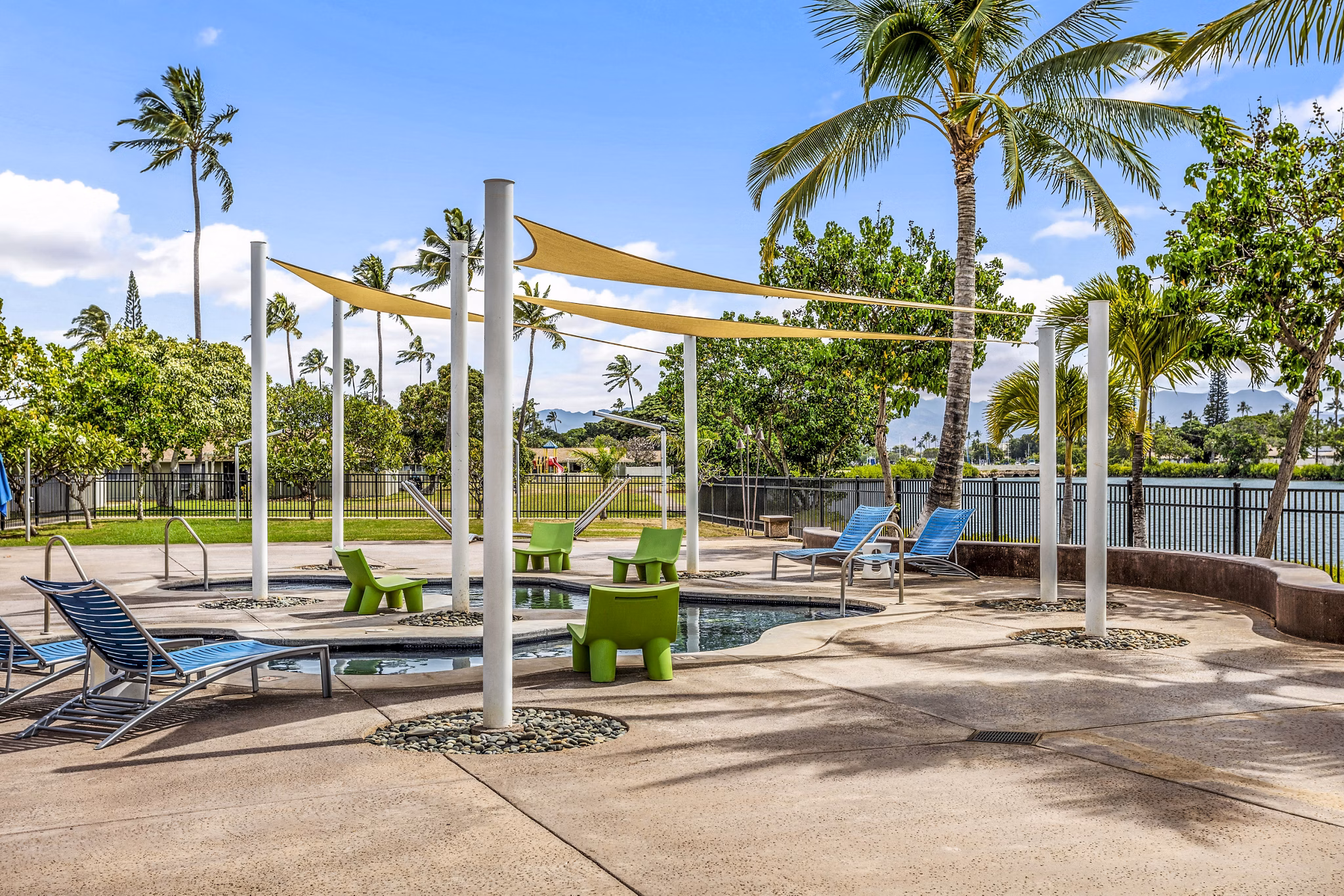 Fun water park playground at Kapilina Beach Homes Apartments for family enjoyment and relaxation near the beach