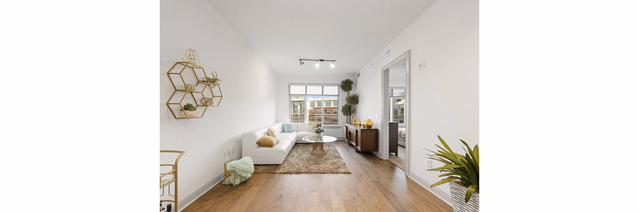 living room at Ashton South End Apartments