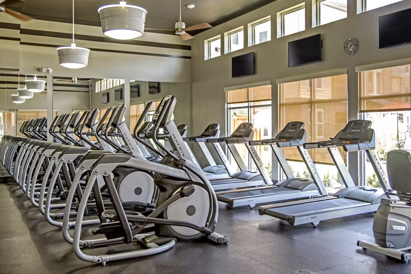 Modern fitness center with state-of-the-art equipment at Watervue Apartments for an active lifestyle