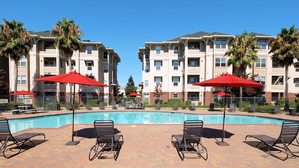 Rooftop pool with sun loungers at The U Apartments offering luxury living