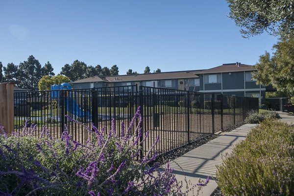 Playground with modern equipment at Woodside Park Apartments for family-friendly recreation