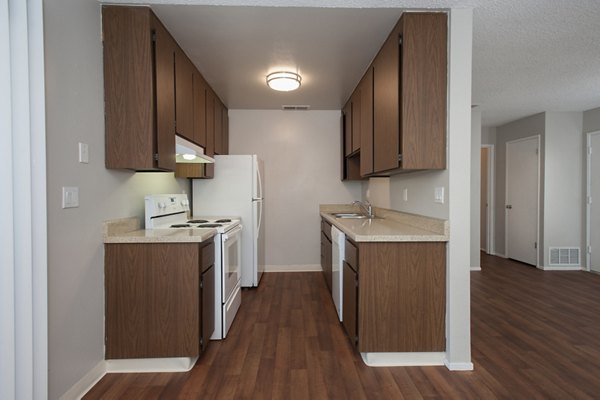 Sheridan Park Apartments: Modern kitchen with stainless steel appliances, sleek cabinetry, and granite countertops in Greystar's luxury apartments