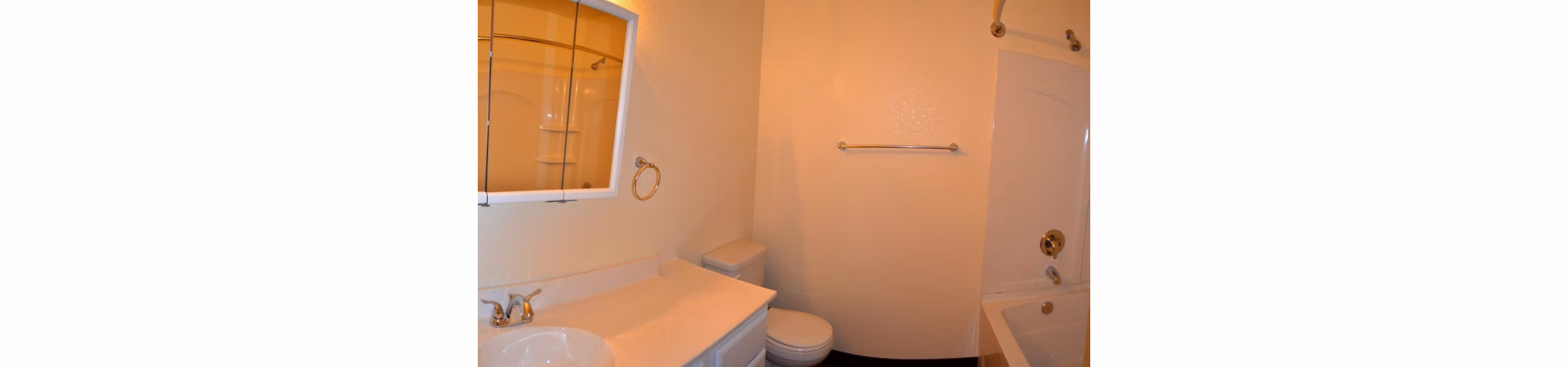 Bathroom featuring modern fixtures at Shoreline Apartments, by Greystar