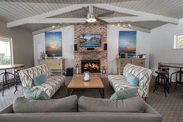 Modern clubhouse with elegant decor and seating in Monterey Townhouse