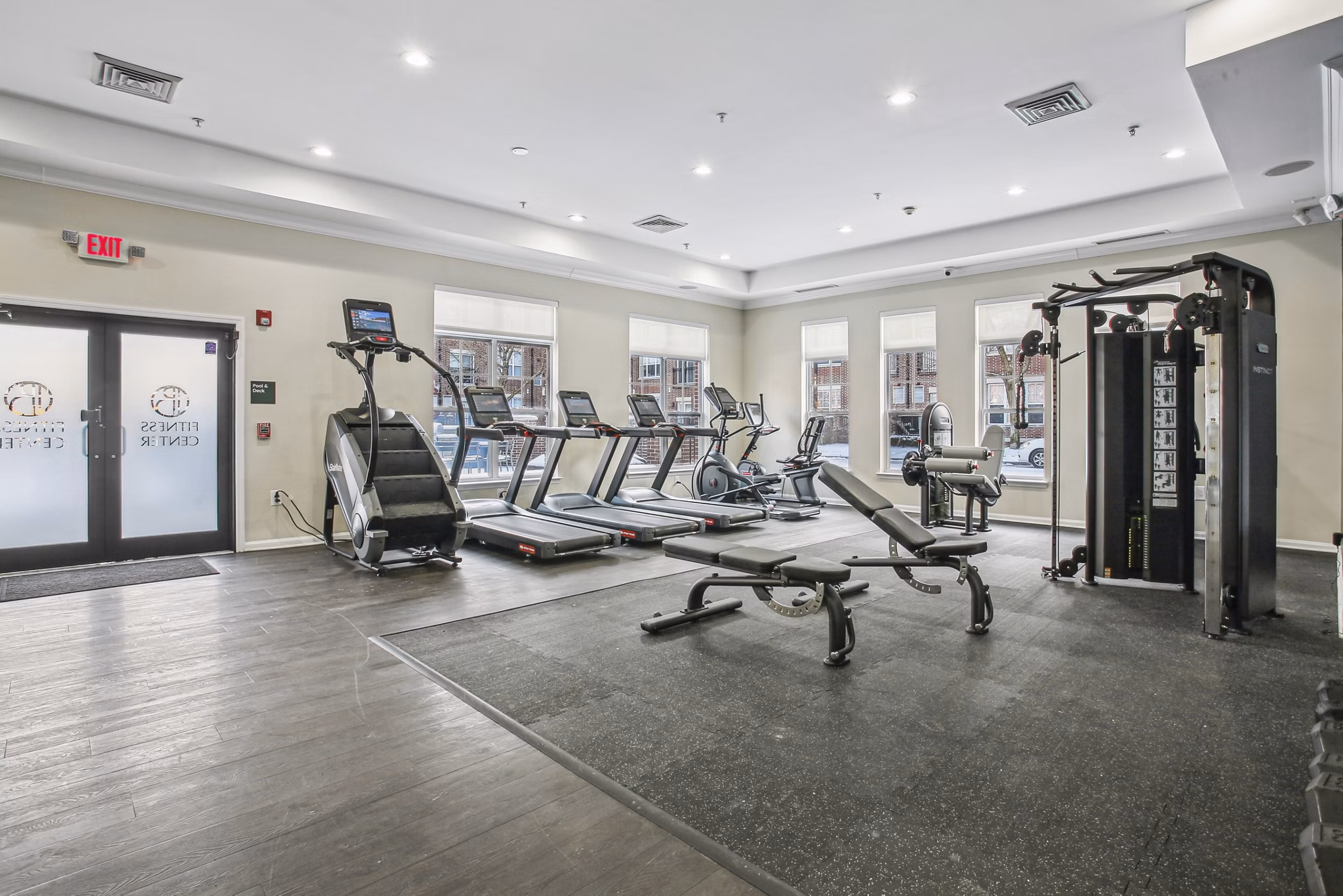 fitness center at The Brownstones at Englewood South Apartments