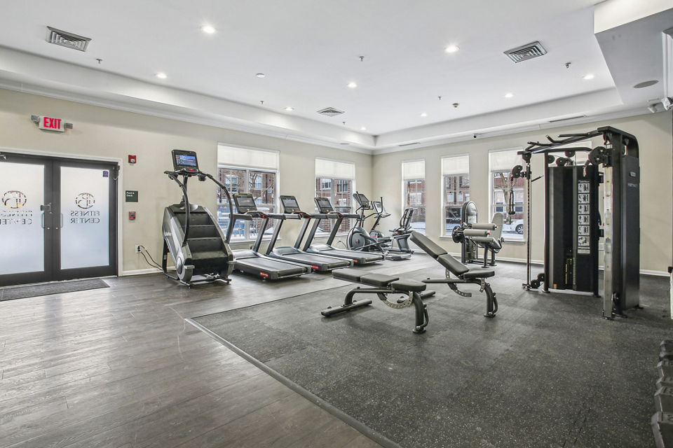 fitness center at The Brownstones at Englewood South Apartments