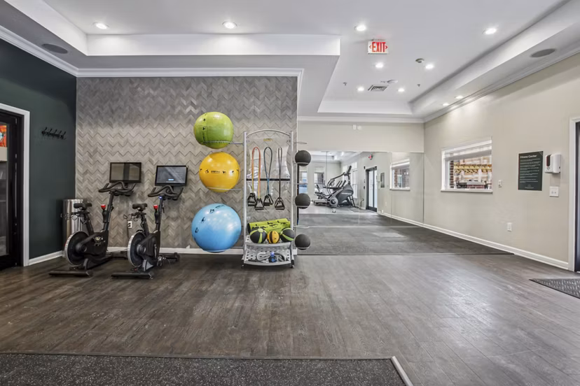 fitness center at The Brownstones at Englewood South Apartments