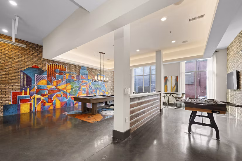game room at Mercury NoDa Apartments