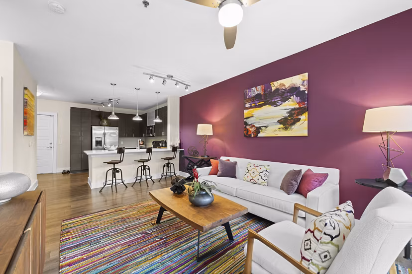 living room at Mercury NoDa Apartments