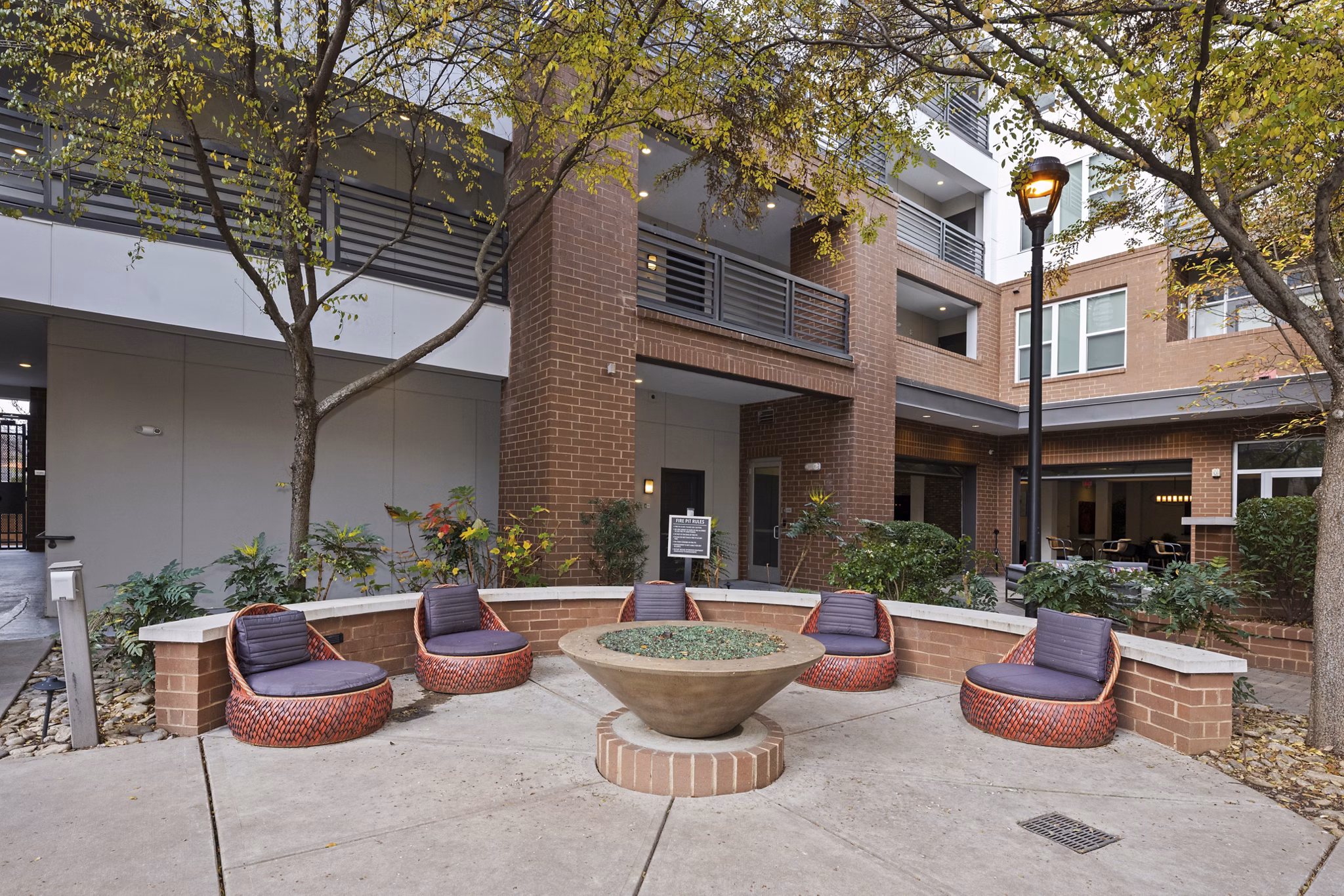 fire pit at Mercury NoDa Apartments